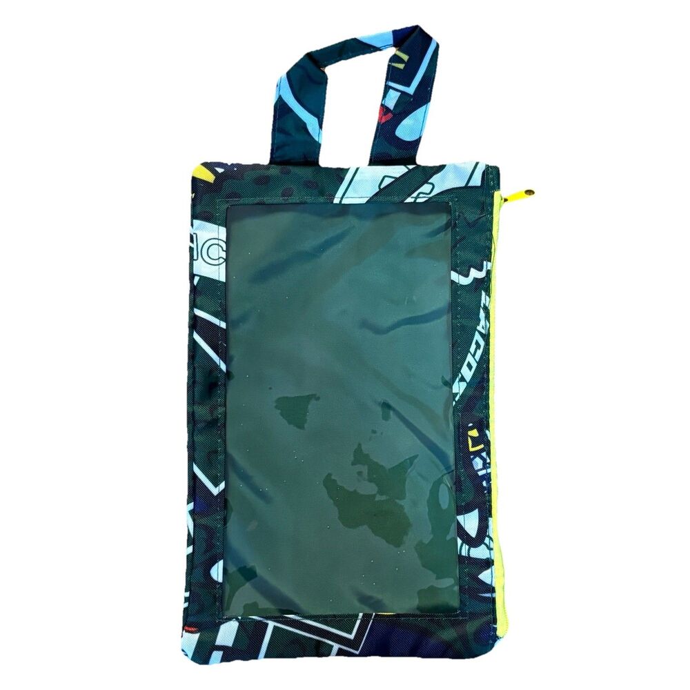 Lacoste Foldable Reusable Tote Bag Green Crocodile Print Packable w/ Zip Pouch - Picture 4 of 6